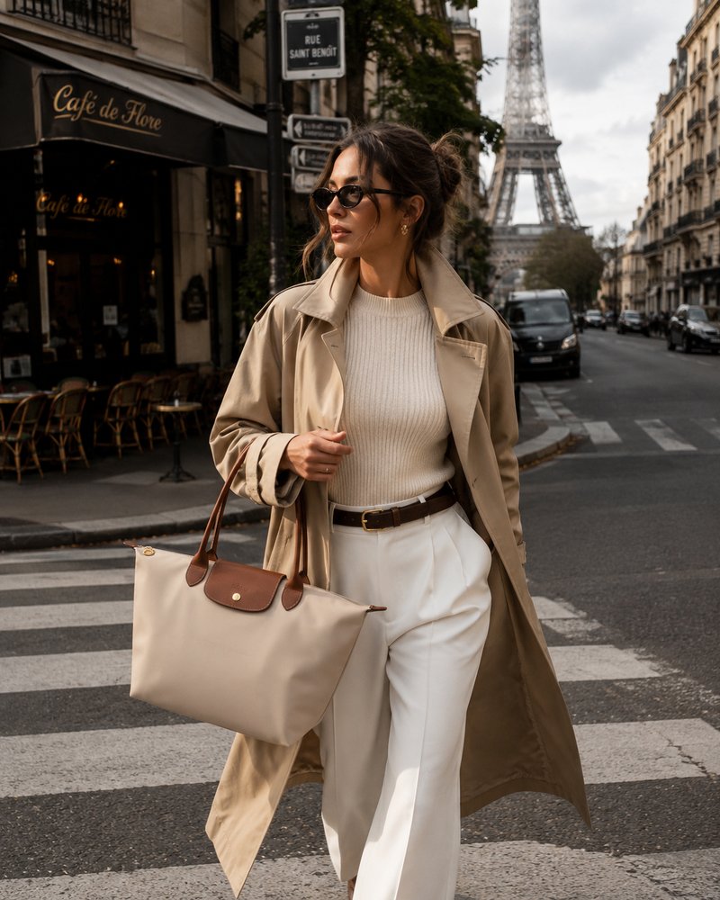 Cartera Longchamp Le Pliage Beige vista 2